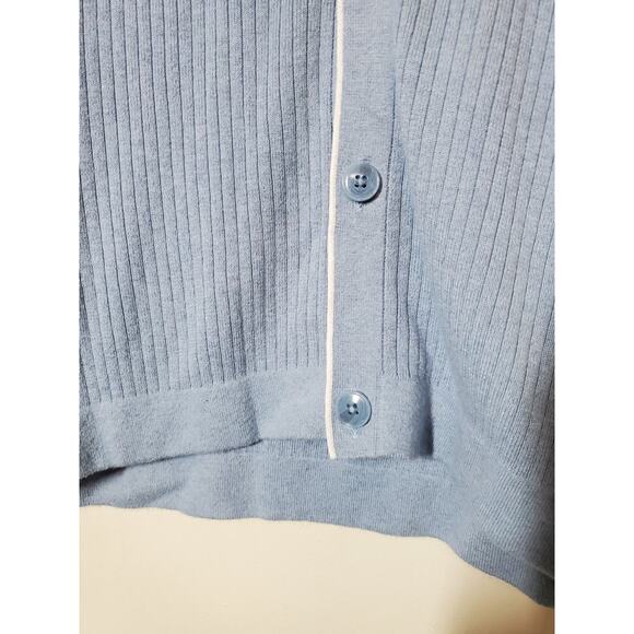 Gap Mens Medium RIBBED BUTTON FRONT POLO SHIRT Blue Knit Cotton - Picture 3 of 12